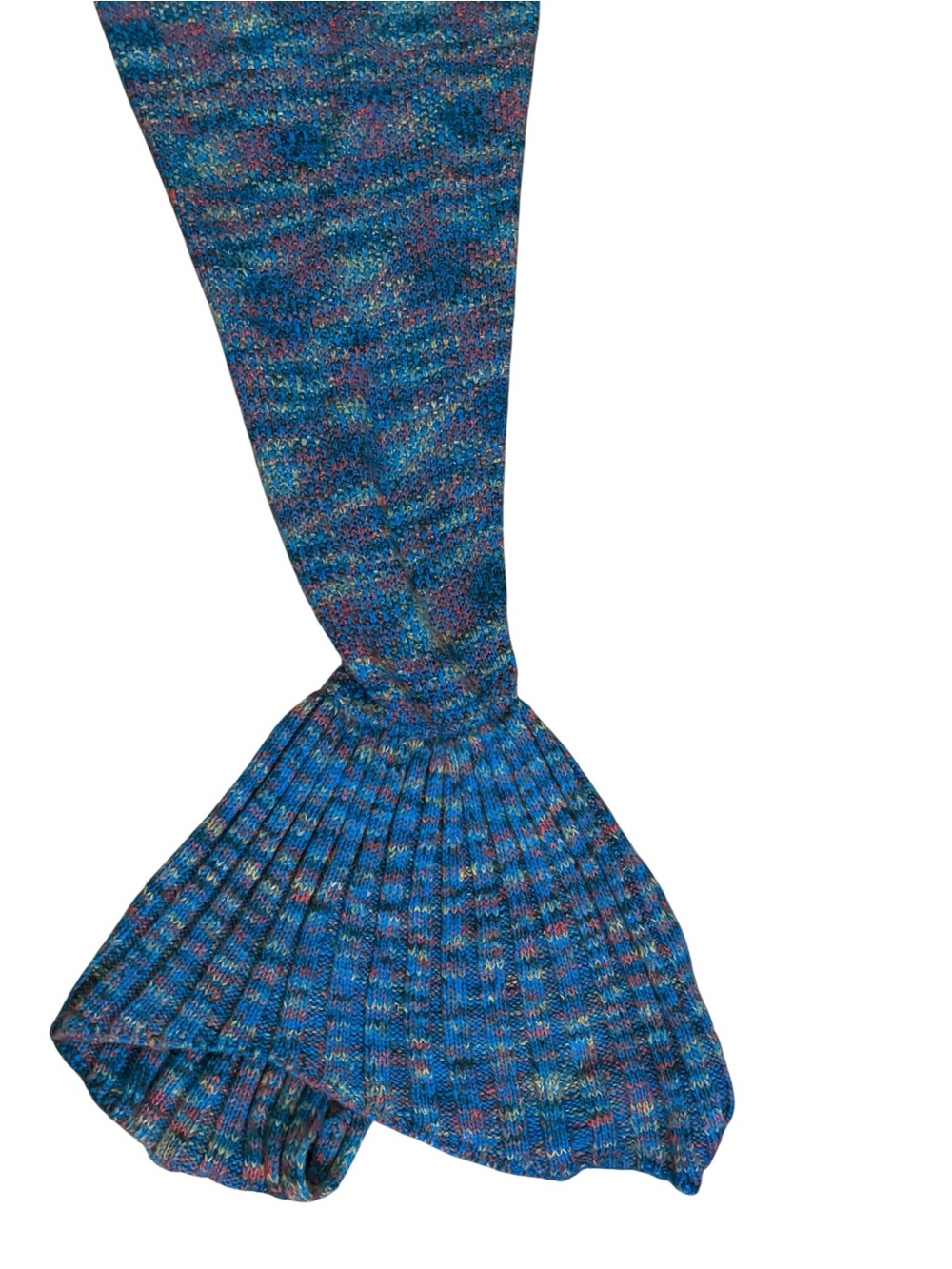 Mermaid Tail Blanket Blue Multicolor Cozy Knit Fish Tail Throw - Picture 8 of 11
